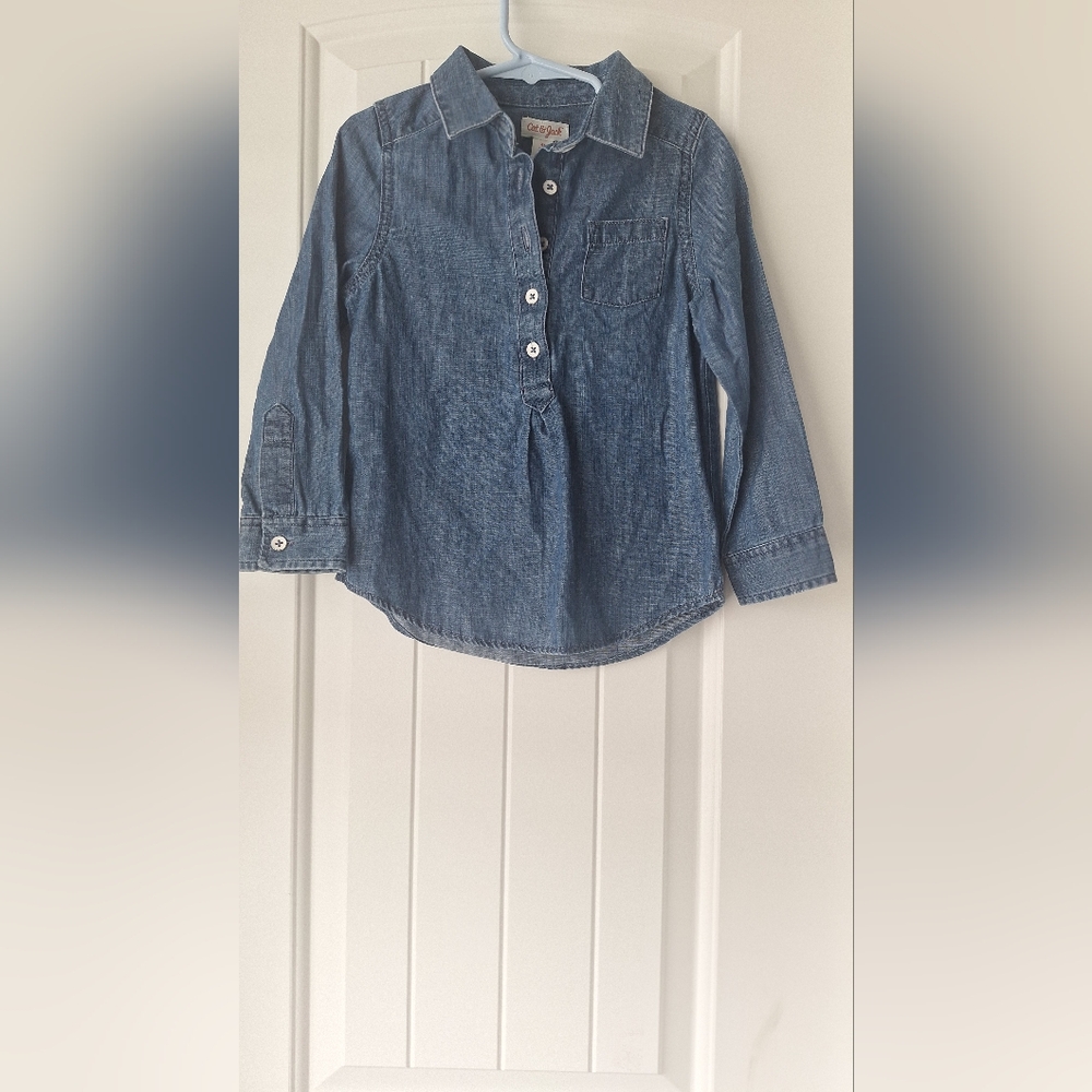 Cat & Jack Blue Button Down Shirt Relaxed Fit